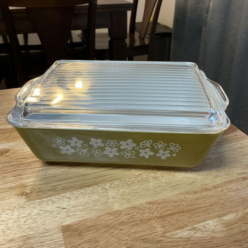 Vtg Pyrex 1 1/2 Qt Spring Blossom/Crazy Daisy 503C Refrigerator Dish W/Glass Lid - Picture 12 of 13